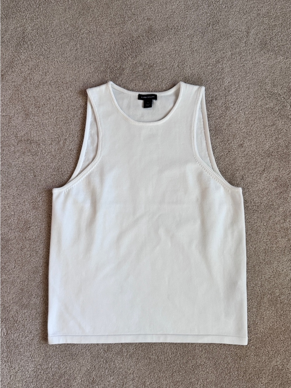 Karen Millen White Ribbed Tank Top Shell